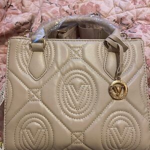Valentino Orlandi Elegant Beige Quilted Handbag